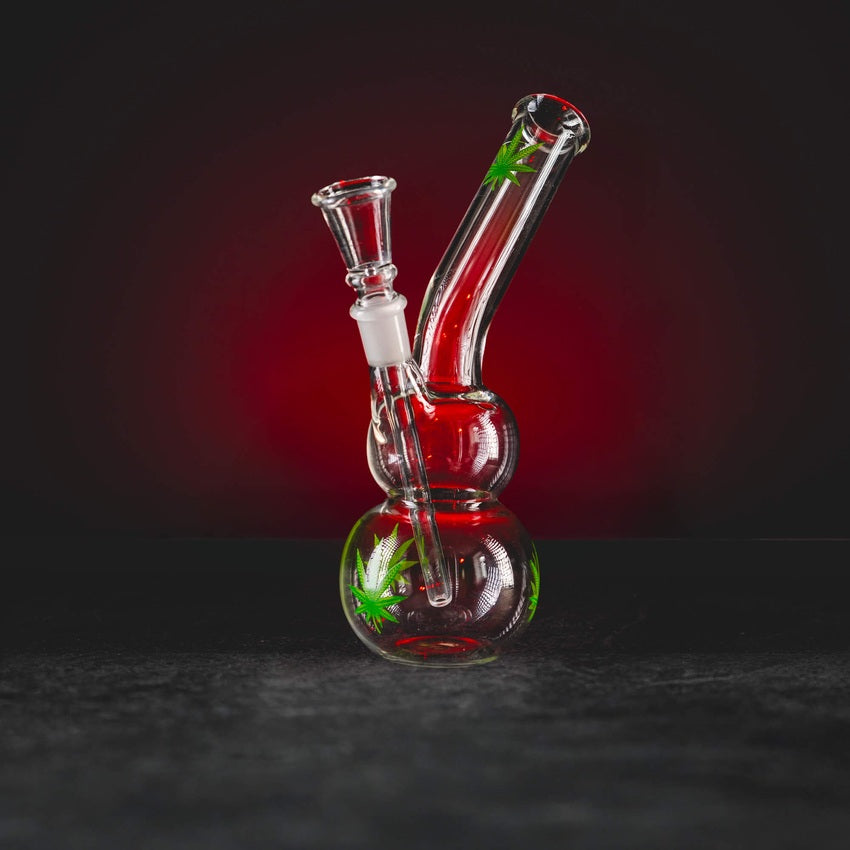 Hochwertige kleine Glasbong green leaf 22 cm Kratom World kanabinoiden CBD Turbo Chillum