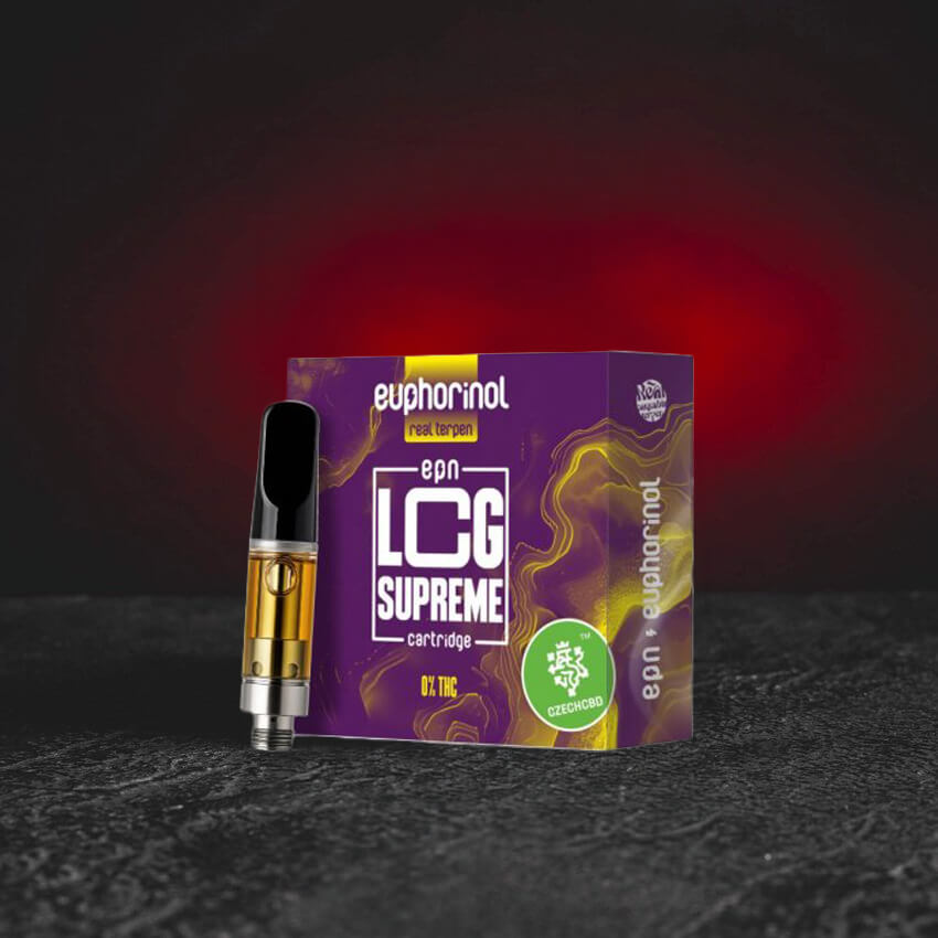 Premium EPN Cartridge 1 ml mit innovativem halbsynthetischem Cannabinoid EPN, markantes Strainprofil LCG Supreme, ausgerichtet auf einen frischen, euphorischen und mental klaren Effekt, moderne Cartridge von Kratom World.