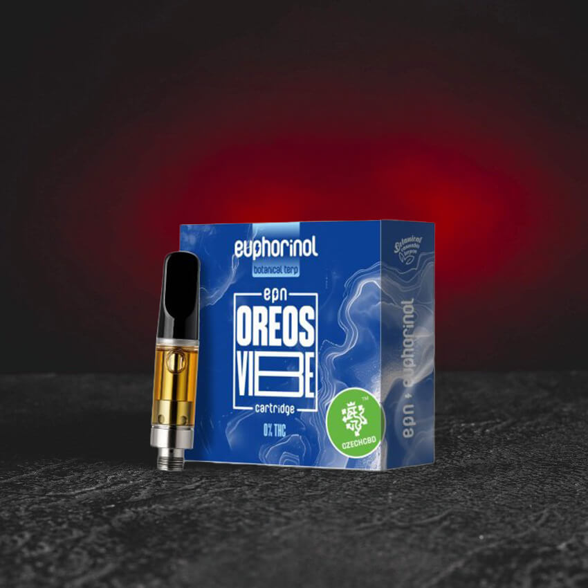 Premium EPN Cartridge 1 ml mit halbsynthetischem Cannabinoid EPN, inspiriert vom aromatischen Profil Oreos Vibe, das süße und intensive Noten für ein harmonisches und belebendes Erlebnis kombiniert, Produkt von Kratom World.