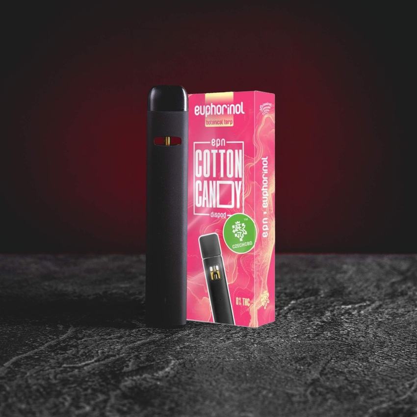 Premium EPN Dispod 0,5 ml mit halbsynthetischem Cannabinoid EPN, süßes und verspieltes Cotton Candy Aromaprofil, belebender und ausgewogener Charakter ohne Bewusstseinsminderung, Einweg-Vape von Kratom World