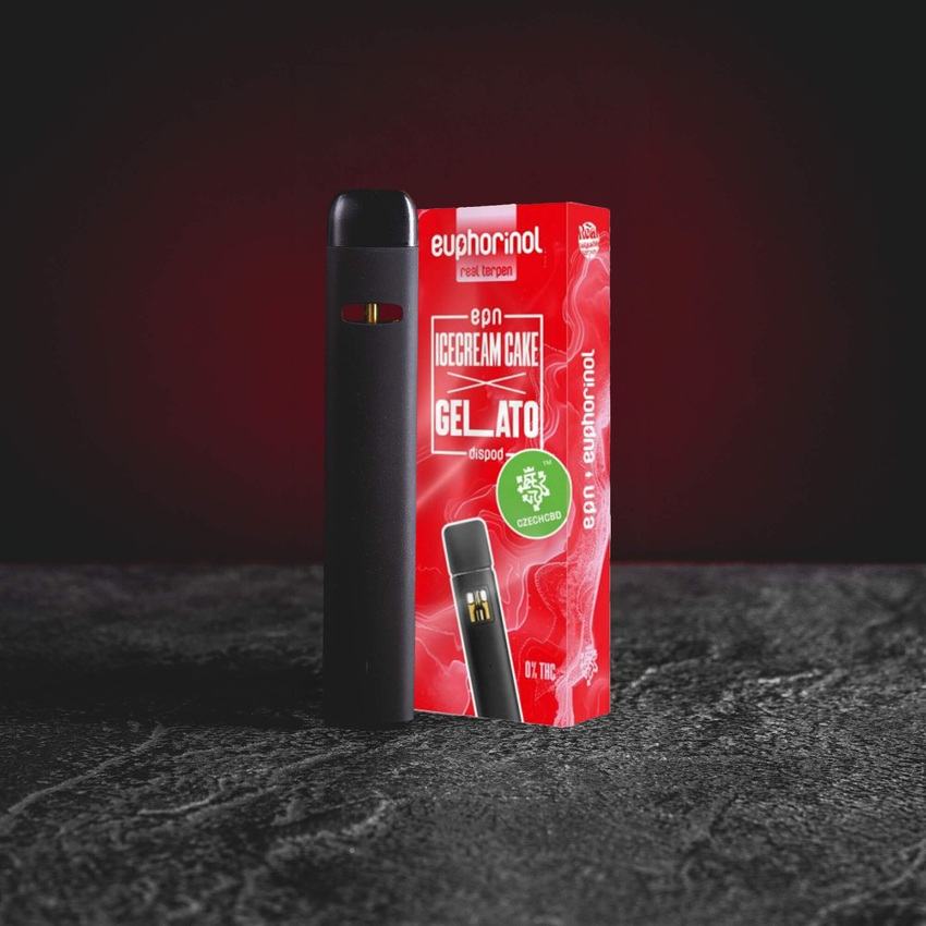 Premium EPN Dispod 0,5 ml mit innovativem halbsynthetischem Cannabinoid EPN, cremig-süßes Ice Cream Cake Gelato Strain-Aromaprofil, euphorisches und mental klares Erlebnis ohne Dämpfung, Einweg-Vape von Kratom World