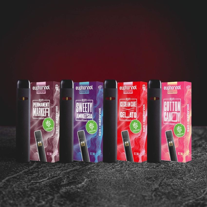 EPN Dispod 0,5 ml Set aller Varianten: Permanent Marker, Ice Cream Cake Gelato, Cotton Candy und Sweety Amnesia, halbsynthetisches EPN Cannabinoid aus den USA, euphorische und belebende Profile, komplettes Sortiment von Kratom World