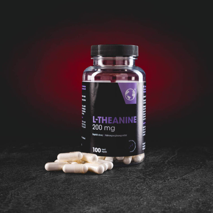 Kratom World L-Theanine 200 mg – 100 Kapseln für Entspannung, Konzentration, mentales Wohlbefinden und die Unterstützung eines erholsamen Schlafs relaxation, focus, mental well-being, and support for quality sleep para la relajación, la concentración, el bienestar mental y el apoyo a un sueño reparador capsules voor ontspanning, concentratie, mentaal welzijn en ondersteuning van een goede nachtrust