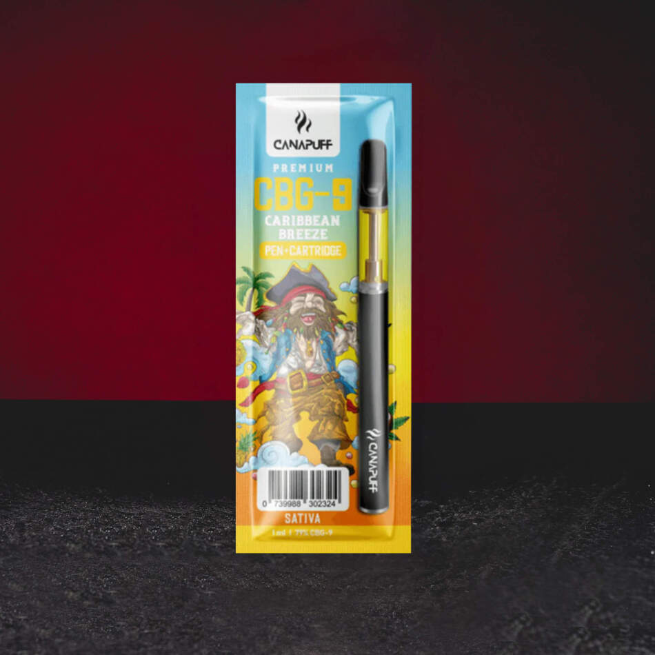 Vape Set CBG9 79% 1ml Caribbean Breeze – tropisches Vape Set mit Aroma von Ananas, Erdbeeren, Guave, Kokoscreme und Hibiskusnoten premium vape set met CBG9 cannabinoïde in de varianten premium vape set con cannabinoide CBG9 en variantes